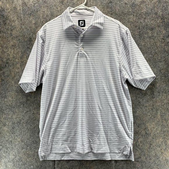 Foot Joy Polo Shirt Men's Medium Adult Casual White Short Sleeve Collared Button - Picture 1 of 9